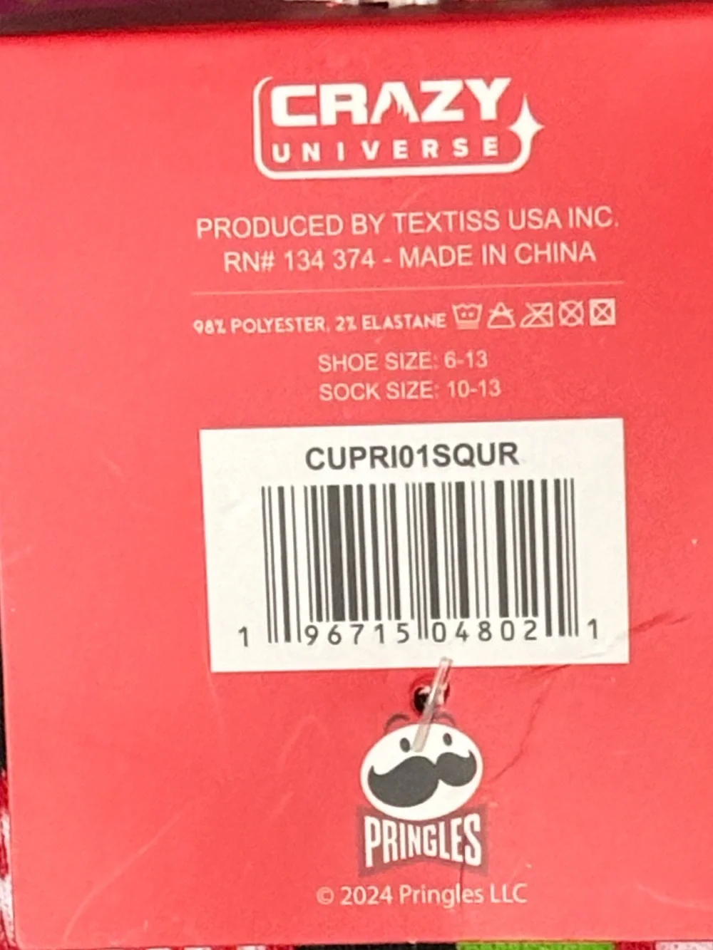 NWT Pringles Crazy Universe Colorblock Novelty Crew Socks Adult 6-13